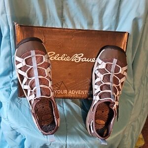 Eddie Bauer Brown and Blue Outdoor Sandals